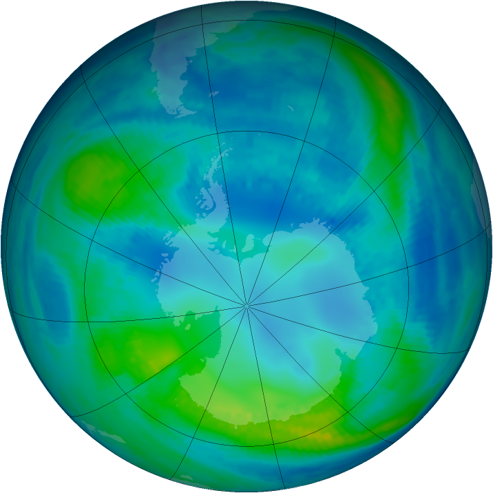 Antarctic ozone map for 28 April 1999